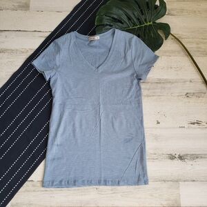 Marine Layer| Slub V Neck Striped Short Sleeve T-Shirt Blue Size XS